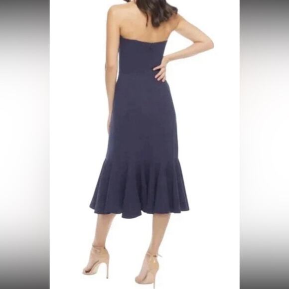 NWT Dress The Population Madison Ruffle Trimmed Strapless Midi Dress Navy XXL - Picture 4 of 8